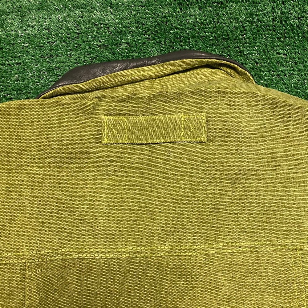 Vintage 90s Canvas Zip Up Utility Vest Green Workwear Western Rancher Cowboy L - Picture 5 of 5